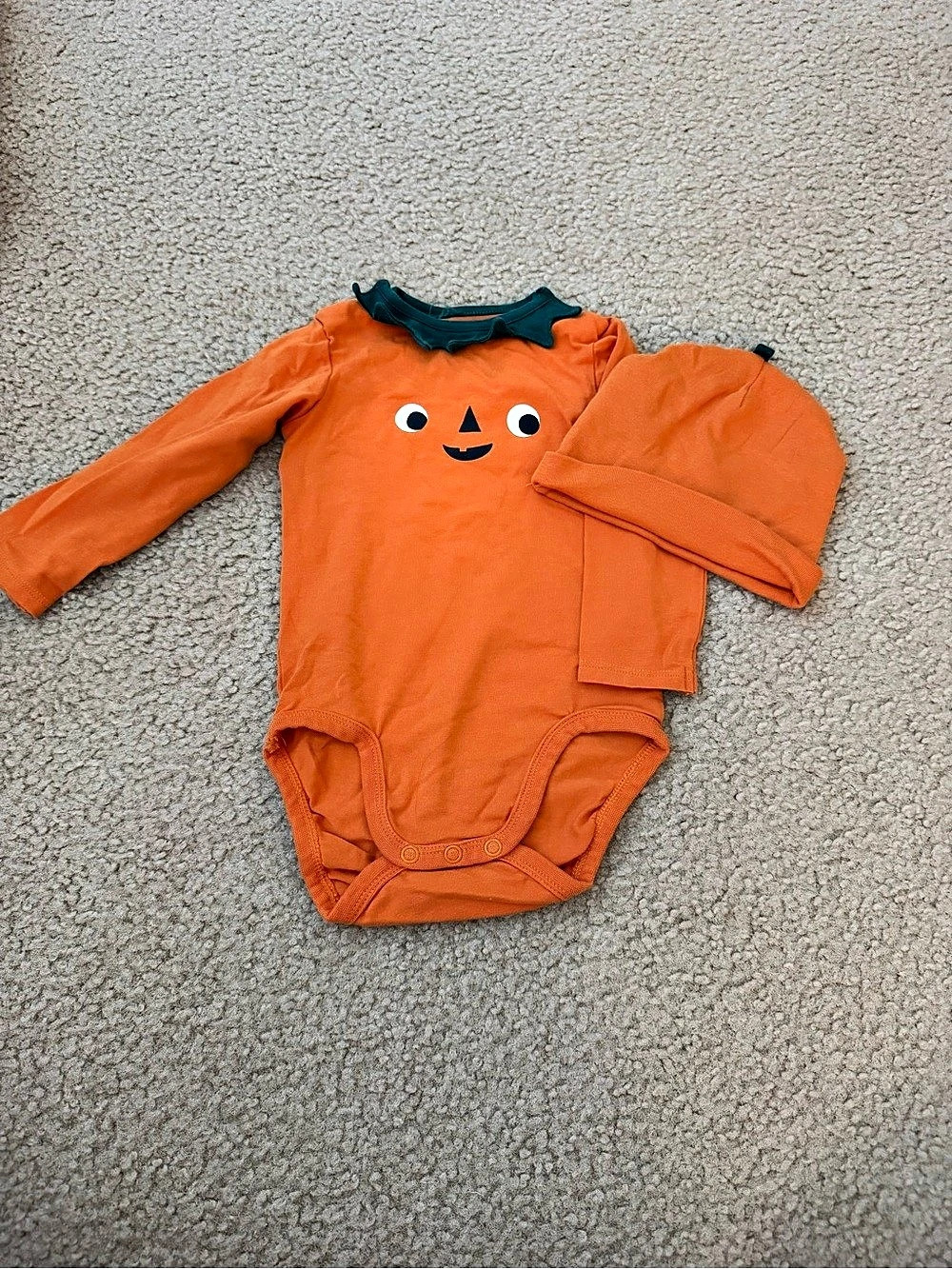 H&M Baby Pumpkin Halloween 2-Piece Outfit Set Bodysuit Orange 6-9M